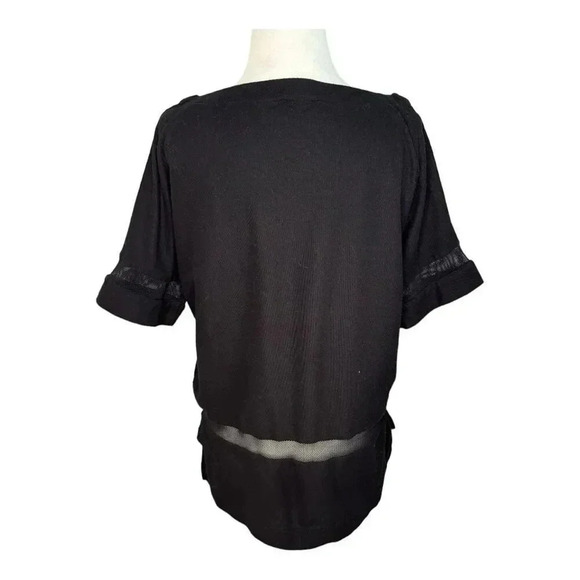 Jones New York Women's Black Mesh Detail Metal Ring Top Size Small - Picture 3 of 7